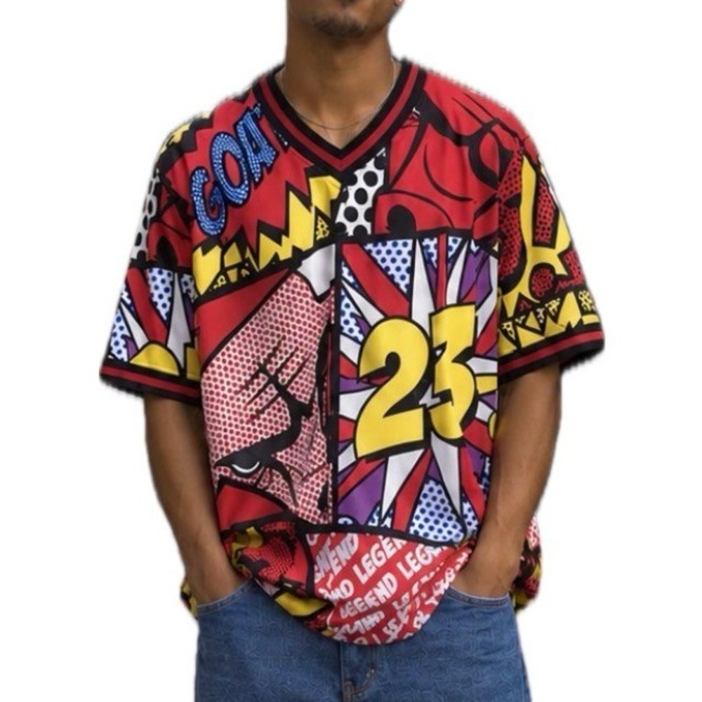 Rebel Minds Comic Pop Art Michael Jordon 23 Short Sleeve Shirt. Men's Size Large